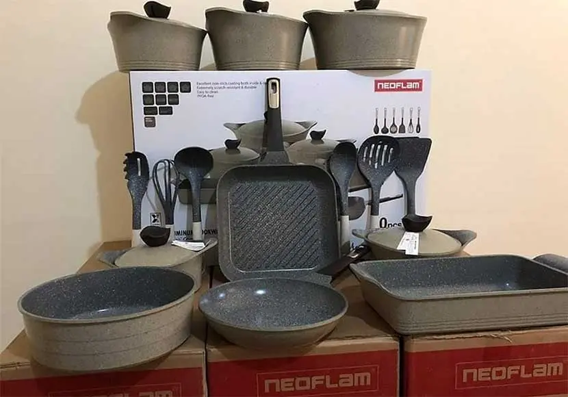 طقم قدور نيوفلام جرانيت كوريان، 20 قطعة